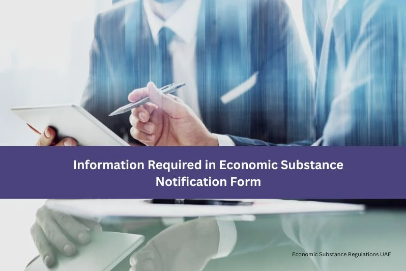 Information Required in Economic Substance Notification Form